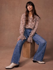 Mint Velvet Cream Geometric Print Shirt - Image 3 of 8