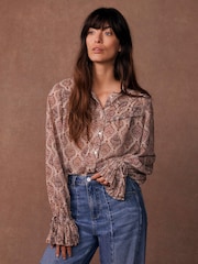 Mint Velvet Cream Geometric Print Shirt - Image 4 of 8
