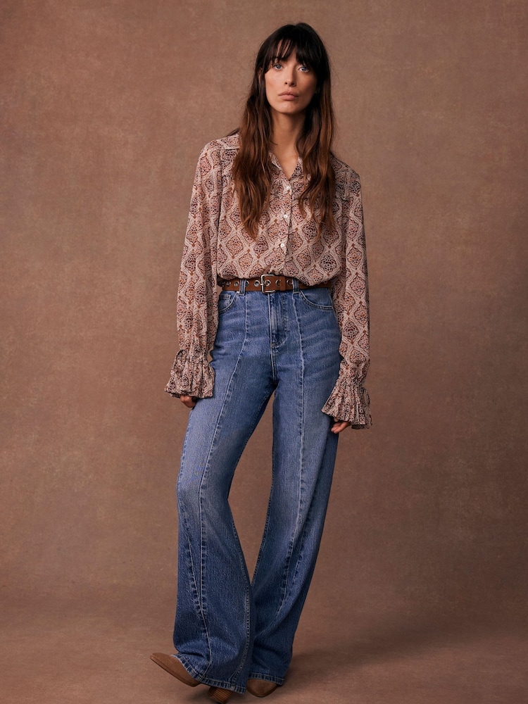 Mint Velvet Cream Geometric Print Shirt - Image 6 of 8