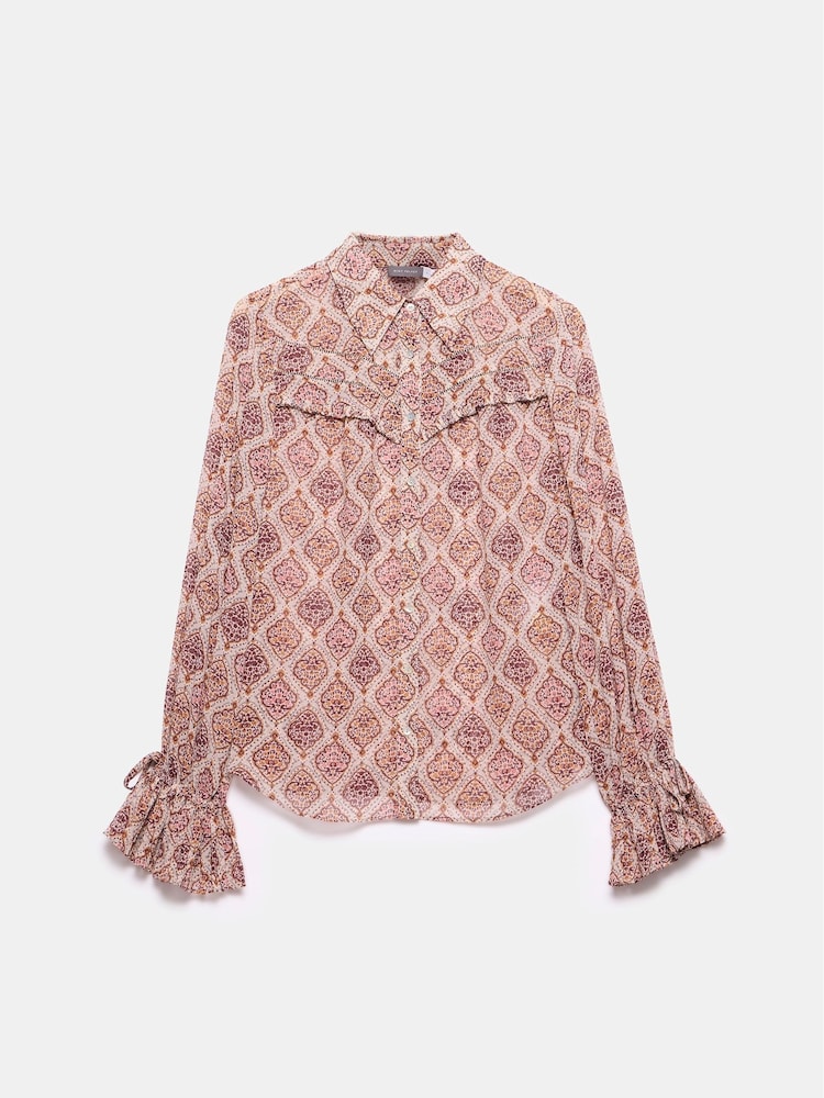 Mint Velvet Cream Geometric Print Shirt - Image 7 of 8
