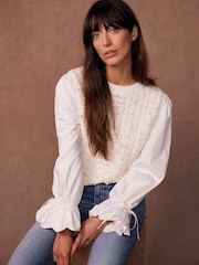 Mint Velvet White Blend Embellished Knit Jumper - Image 1 of 8