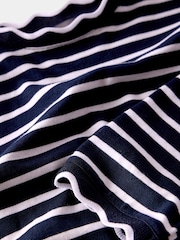 Mint Velvet Blue 100% Cotton Striped Ruffle Trim Top - Image 8 of 8