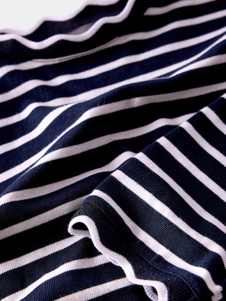 Mint Velvet Blue 100% Cotton Striped Ruffle Trim Top - Image 8 of 8
