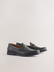 Black Tumbled Leather Snaffle Loafers - Image 3 of 7