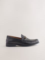 Black Tumbled Leather Snaffle Loafers - Image 4 of 7