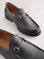 Black Tumbled Leather Snaffle Loafers - Image 6 of 7