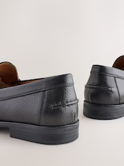 Black Tumbled Leather Snaffle Loafers - Image 7 of 7