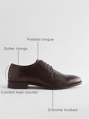 Brown Wide Fit Leather Plain Derby Shoes - Image 5 of 5