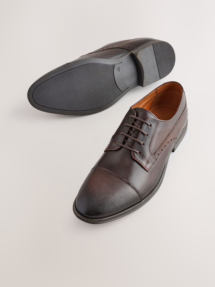 Brown Embossed Toecap Shoes - Image 5 of 5