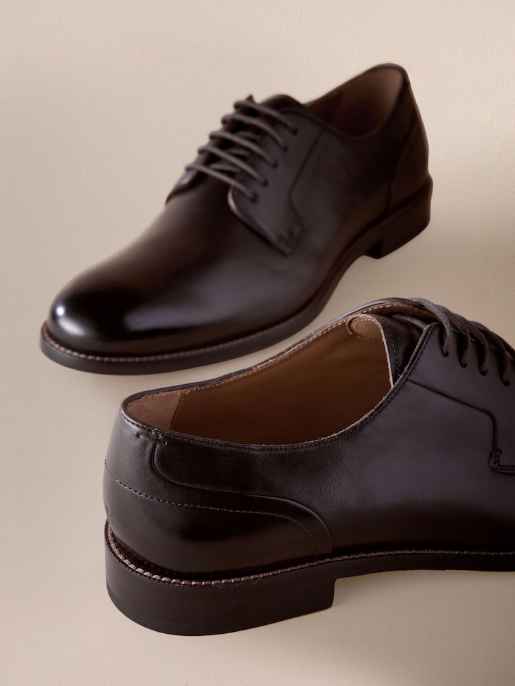 Brown Standard Fit Signature Leather Sole Derby Shoes - Image 7 of 7 Brown Standard Fit Signature Leather Sole Derby Shoes - Image 7 of 7