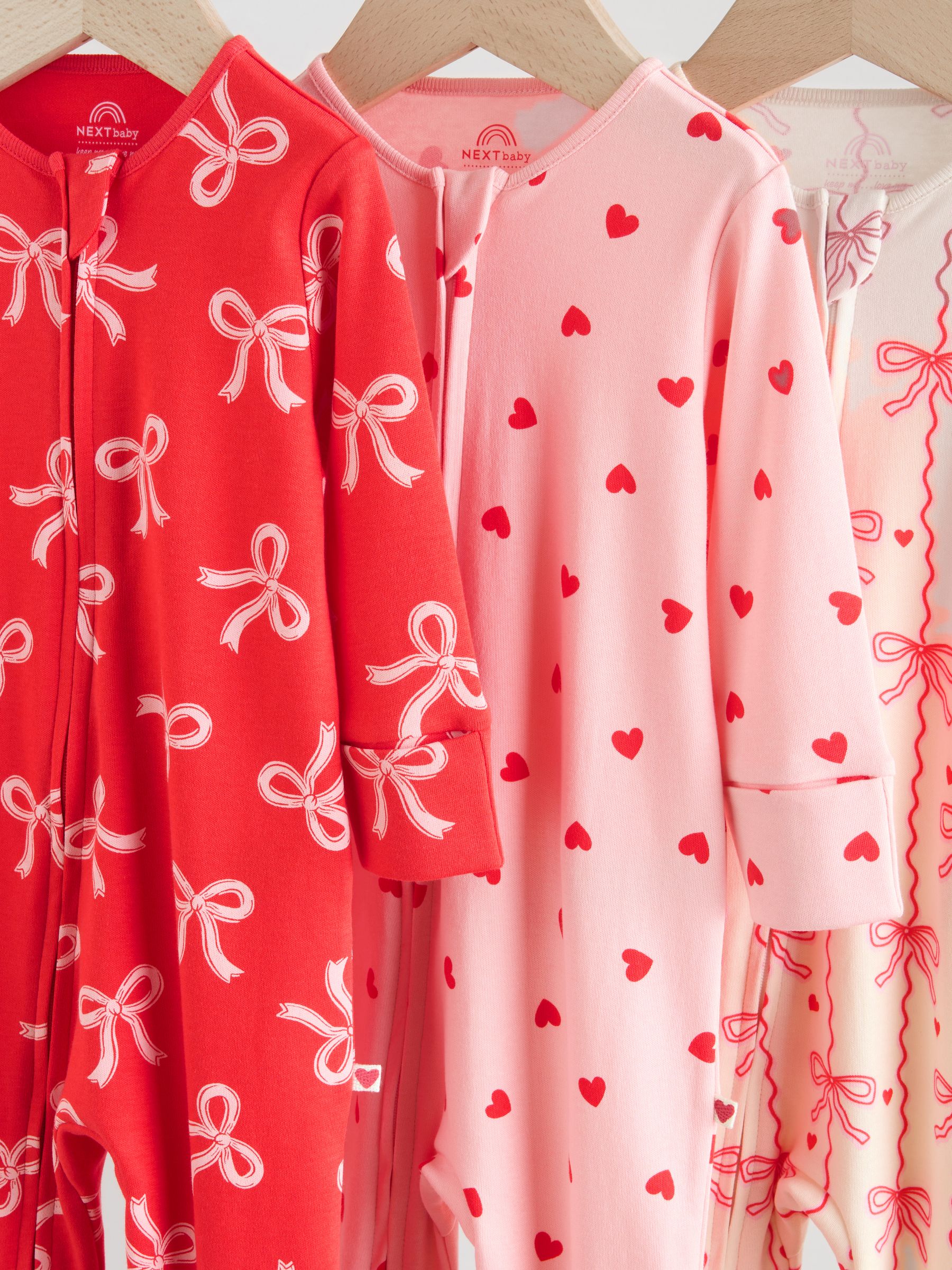 Pyjama Bébé Fille NEXT – Lot De 4, Imprimé Red Cherry, Zip Double Sens, Taille 9 Mois