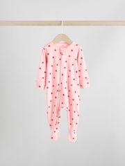 Red Bow Two Way Zip Baby Sleepsuits 3 Pack (0-2yrs) - Image 4 of 14