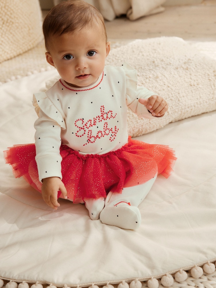 Red/Cream Tutu Santa Baby Sleepsuit (0mths-2yrs) - Image 2 of 14 Red/Cream Tutu Santa Baby Sleepsuit (0mths-2yrs) - Image 2 of 14