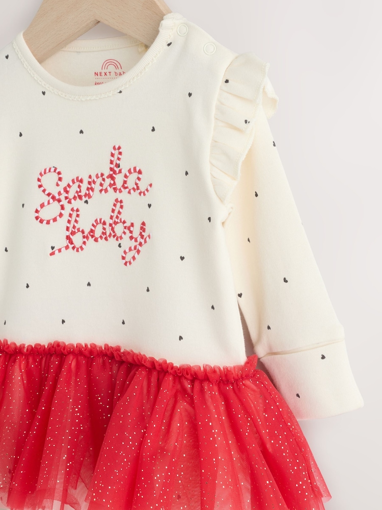 Buy Red/Cream Tutu Santa Baby Sleepsuit (0mths-2yrs) from Next Kuwait