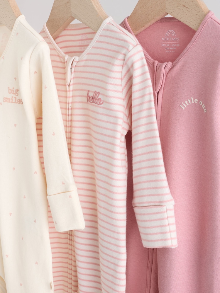 NEXT Lot De 3 Dors-Bien Bébé Cœur Rose 100% Coton - 0 à 2 Ans