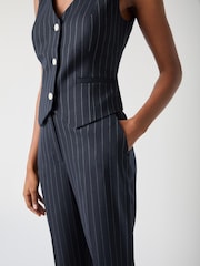 LK Bennett Blue Bella Wool Blend Pin Stripe Tailored Trousers - Image 4 of 5