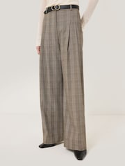 Jigsaw Brown Nik Cotton Check Trousers - Image 1 of 6
