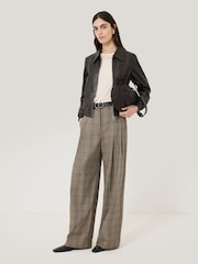 Jigsaw Brown Nik Cotton Check Trousers - Image 4 of 6