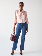 LK Bennett Blue Emilie Cotton Blend Straight Leg Smart Jeans - Image 1 of 4