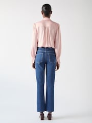 LK Bennett Blue Emilie Cotton Blend Straight Leg Smart Jeans - Image 2 of 4