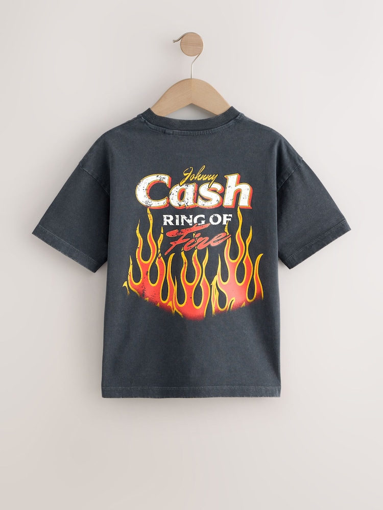 Washed Black Johnny Cash Band T-Shirt (3-16yrs) - Image 2 of 4 Washed Black Johnny Cash Band T-Shirt (3-16yrs) - Image 2 of 4