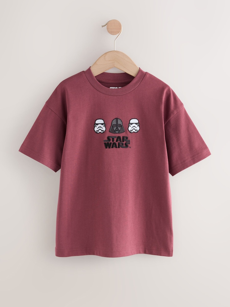 Berry Red Back Print Licensed Star Wars T-Shirt (3-16yrs) - Image 1 of 4