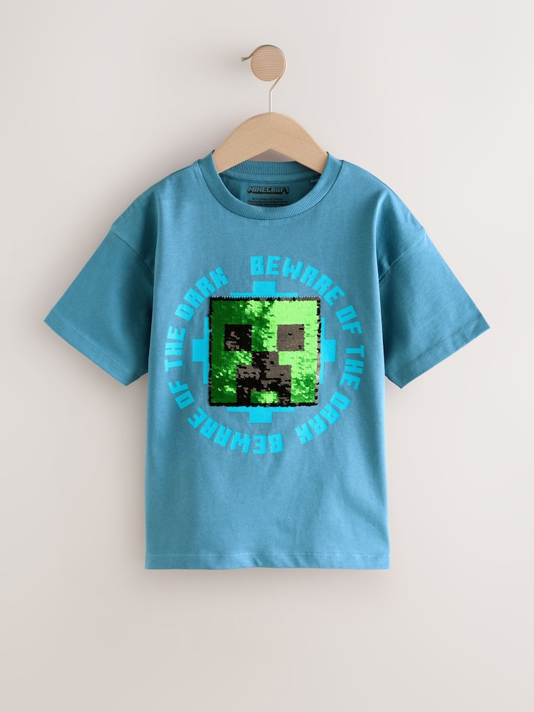 Темно-синий - Minecraft Sequin T-Shirt (3-16yrs) - Image 1 of 5