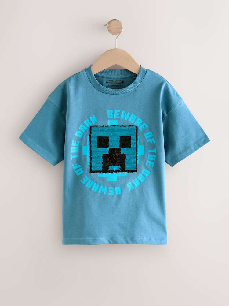 Темно-синий - Minecraft Sequin T-Shirt (3-16yrs) - Image 2 of 5