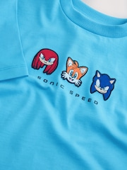 Blue Embroidered Sonic T-Shirt (3-16yrs) - Image 3 of 4