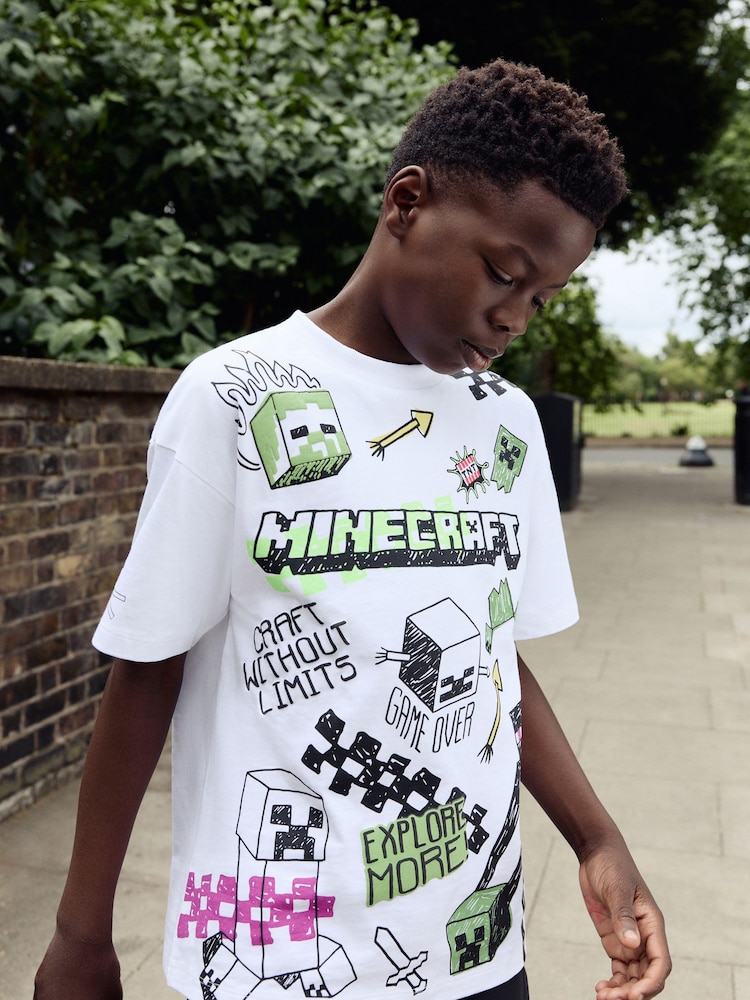 White Graffiti Minecraft T-Shirt (3-16yrs) - Image 2 of 9