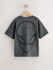 Spiderman Charcoal Grey Embroidery Marvel Superhero Short Sleeve T-Shirt (3-16yrs) - Image 2 of 4