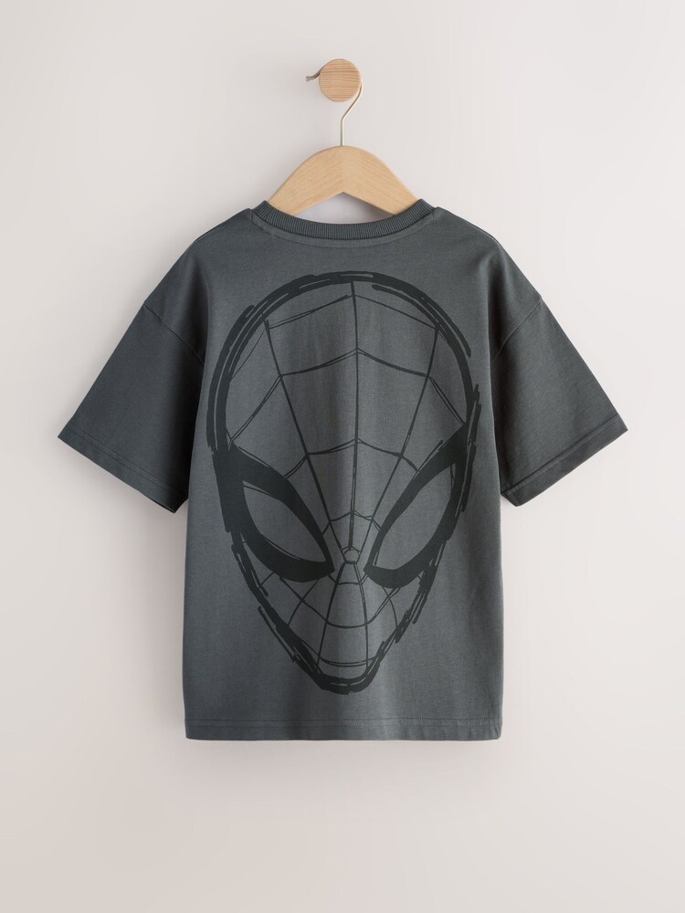 Spiderman Charcoal Grey Embroidery Marvel Superhero Short Sleeve T-Shirt (3-16yrs) - Image 2 of 4