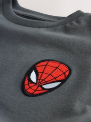 Spiderman Charcoal Grey Embroidery Marvel Superhero Short Sleeve T-Shirt (3-16yrs) - Image 3 of 4