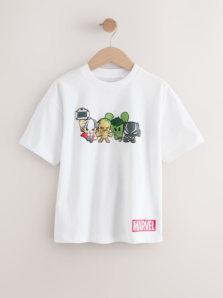White Back Print Marvel Avengers License Short Sleeve T-Shirt (3-16yrs) - Image 1 of 6