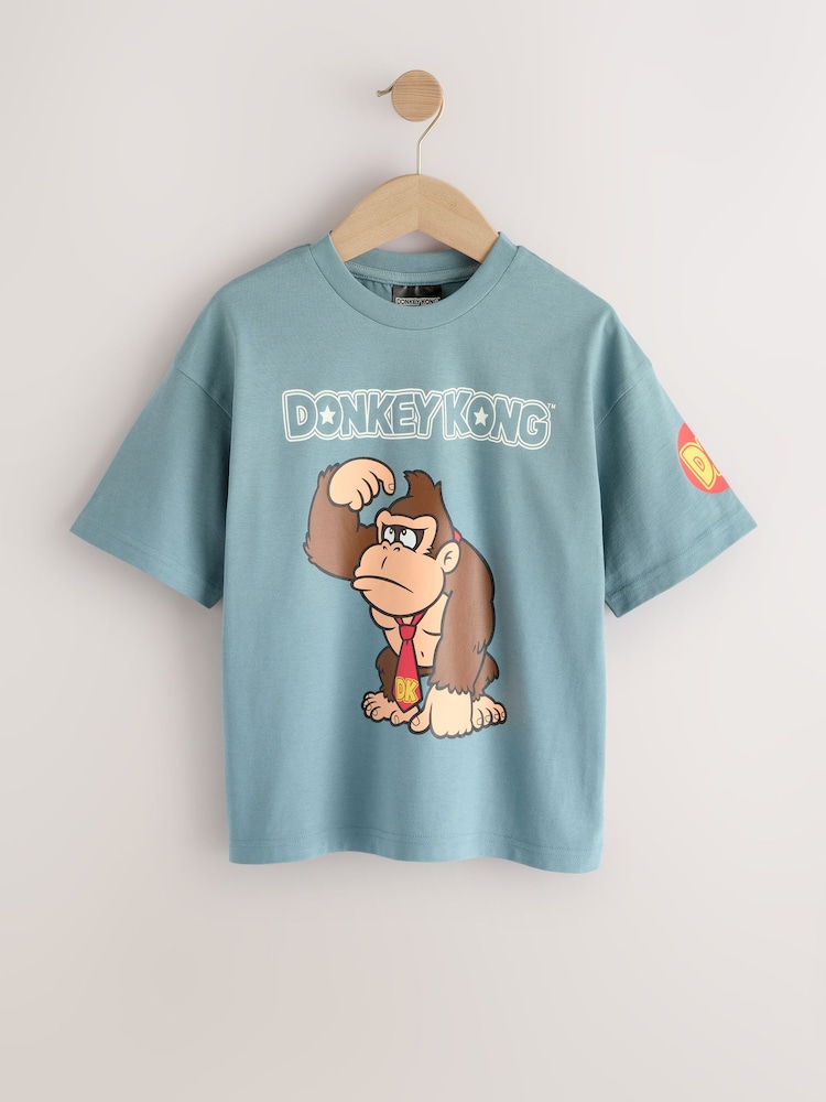 Blue Donkey Kong Print Mario Gaming T-Shirt (3-16yrs) - Image 1 of 4 Blue Donkey Kong Print Mario Gaming T-Shirt (3-16yrs) - Image 1 of 4
