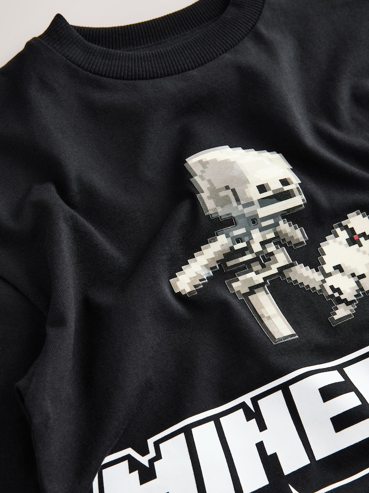 Black Gel Print Minecraft T-Shirt (3-16yrs) - Image 4 of 4 Black Gel Print Minecraft T-Shirt (3-16yrs) - Image 4 of 4