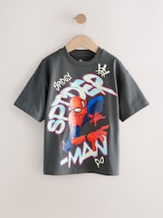 Spiderman Charcoal Grey Gel Marvel Superhero Short Sleeve T-Shirt (3-16yrs) - Image 1 of 3