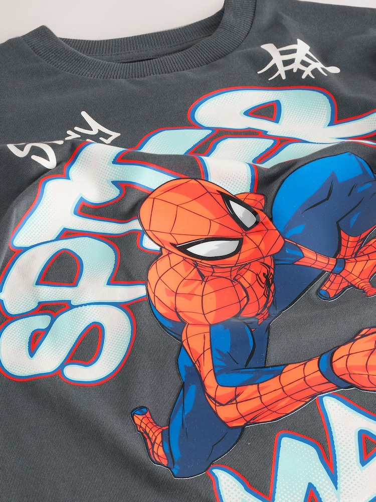 Spiderman Charcoal Grey Gel Marvel Superhero Short Sleeve T-Shirt (3-16yrs) - Image 3 of 3