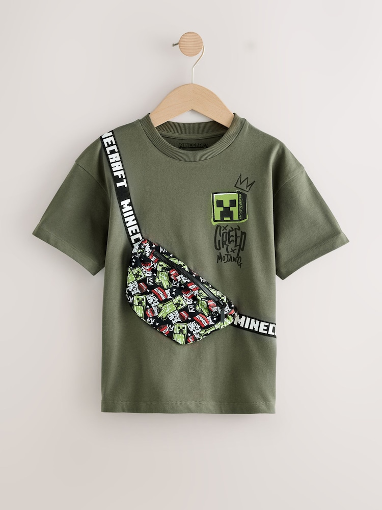 Khaki/Green Licensed Minecraft Bag T-Shirt (3-16yrs) - Image 1 of 5