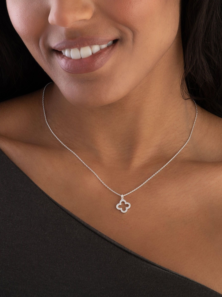 Beaverbrooks Sterling Silver Cubic Zirconia Clover Pendant - Image 4 of 4