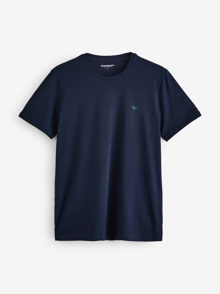 Emporio Armani Regular Fit Logo T-Shirts 2 Pack - Image 2 of 3 Emporio Armani Regular Fit Logo T-Shirts 2 Pack - Image 2 of 3