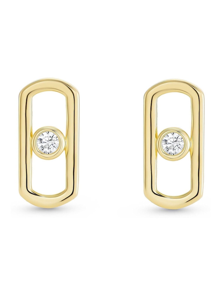 Beaverbrooks Yellow Gold Plated Cubic Zirconia Stud Earrings - Image 1 of 4
