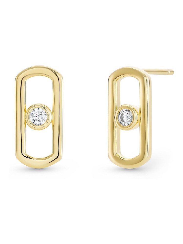 Beaverbrooks Yellow Gold Plated Cubic Zirconia Stud Earrings - Image 2 of 4