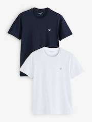 Бело-синяя - Emporio Armani Regular Fit Logo T-Shirts 2 Pack - Image 1 of 3