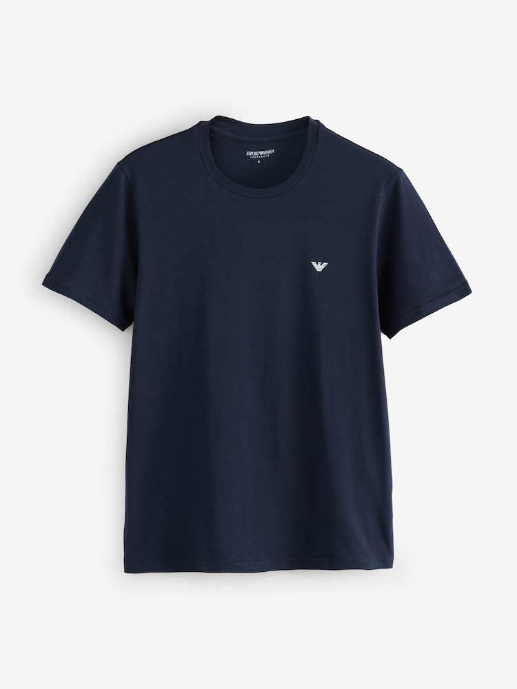 Бело-синяя - Emporio Armani Regular Fit Logo T-Shirts 2 Pack - Image 2 of 3