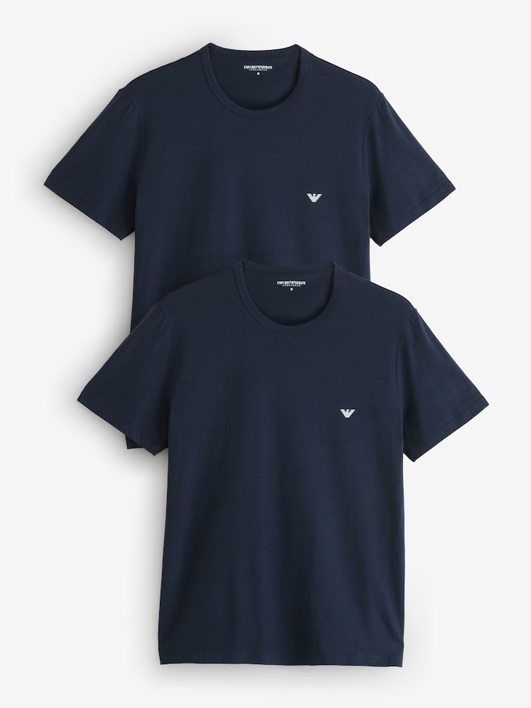 Emporio Armani Regular Fit Logo T-Shirts 2 Pack - Image 1 of 3