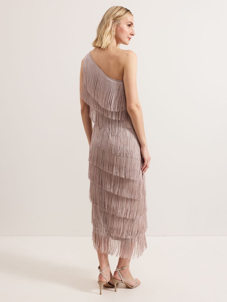 Phase Eight Brown Amity Fringe Dress - Image 2 of 7
