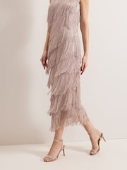 Phase Eight Brown Amity Fringe Dress - Image 6 of 7