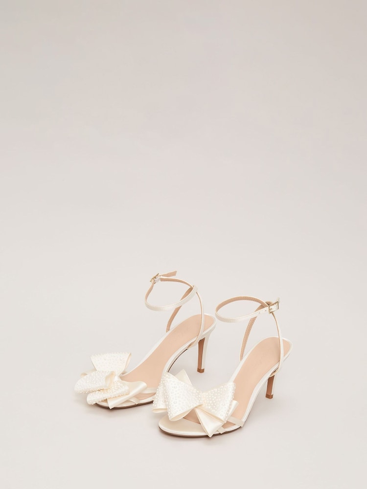 Phase Eight White Pearl Bow Sandals - Image 2 of 6