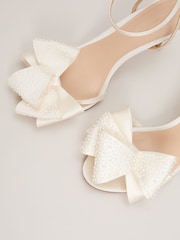 Phase Eight White Pearl Bow Sandals - Image 3 of 6